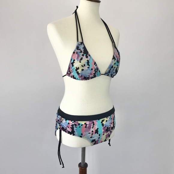 Folded & Hung Multicolor Abstract String Bikini - Picture 5 of 8
